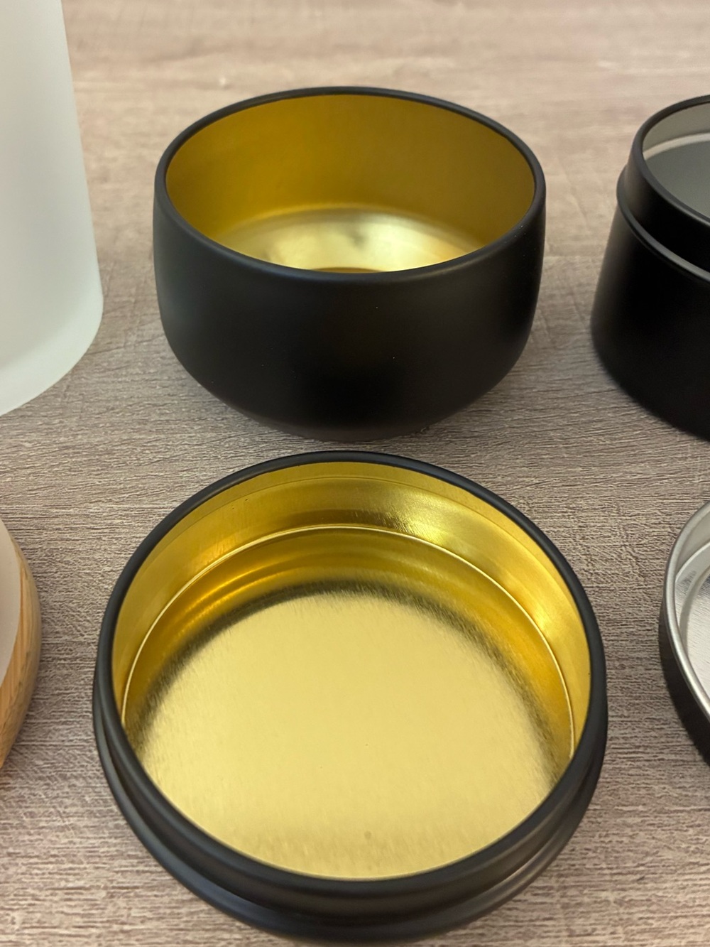 Candle Tins, Matte Black and Gold, 4 oz, Pack of 24